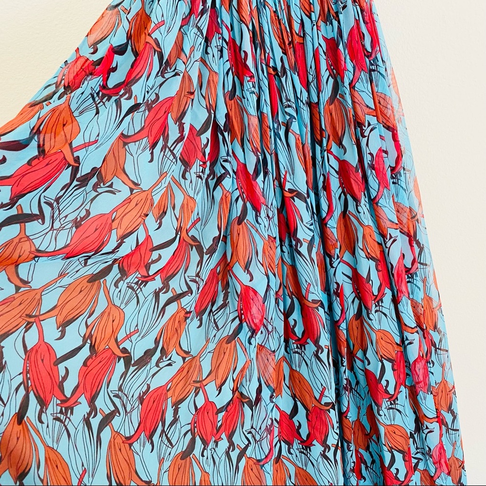 NEW Sophie Theallet Blue Silk Floral Long Dress SZ 6 - Picture 7 of 9
